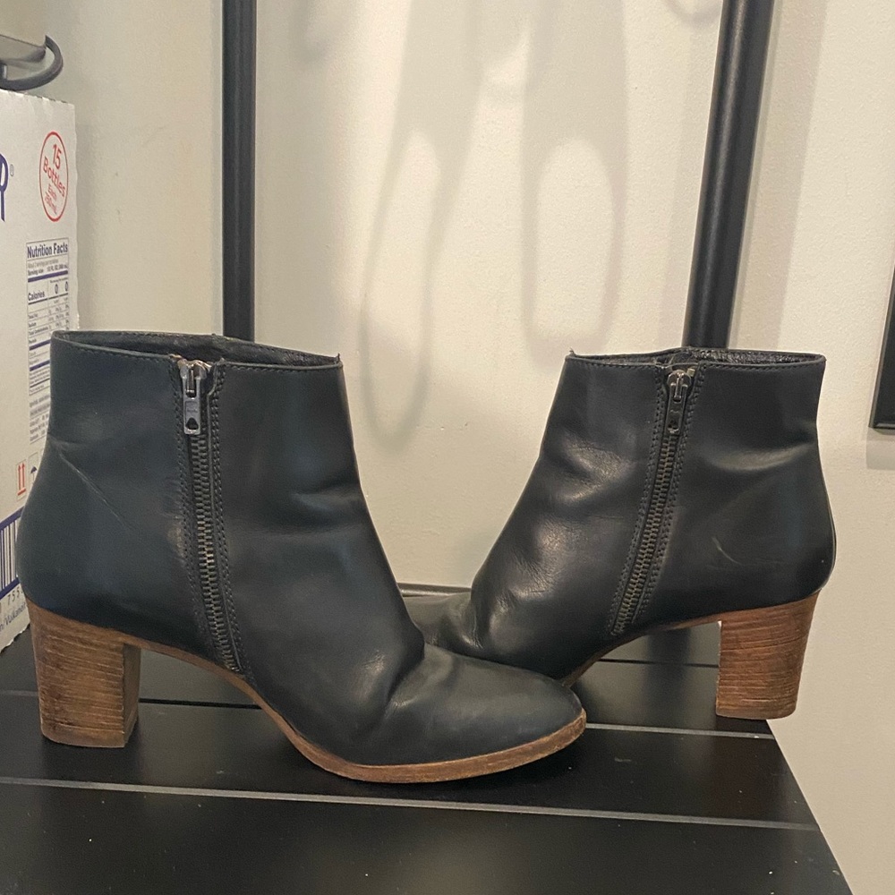 J. Crew Black Leather Aggie Boot / Bootie Made in Italy